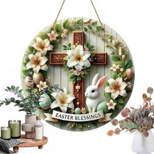 20cm Easter Door Decorations Wooden Front Porch Welcome Sign Wall Decor