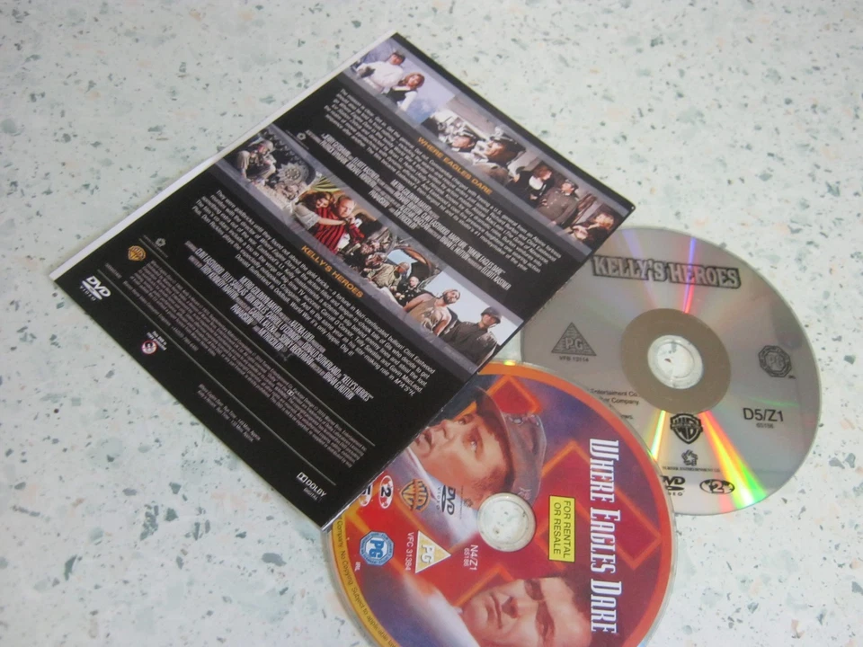 #125 ☆ Where Eagles Dare (1968) DVD ☆ Kelly's Heroes (1970) ☆ Eastwood ☆ No Case - Image 2 of 2
