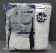 NEW Stafford Men's 42 6-Pack Full-Cut Essentials Brief Underwear VTG Ease Stripe