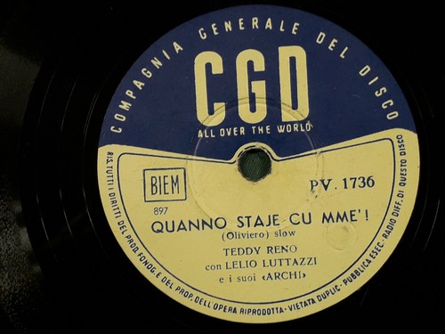 78 giri-10"QUANNO STAJE CU MME' - ABBRACCIAME " CGD PV. 1736 VG+ - Picture 2 of 2
