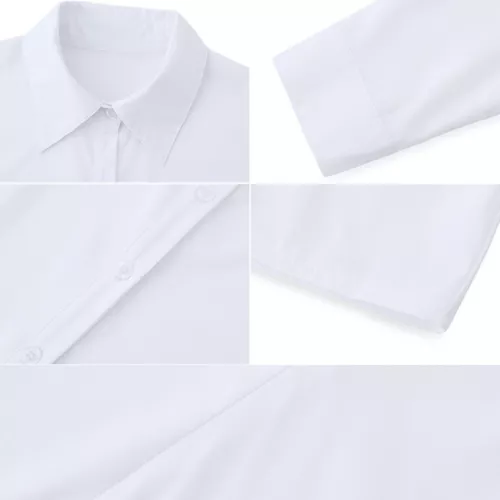 Damen Button Down Shirt Top Bluse Langarm Kragen Einfarbig Büro Arbeit Kleid - Bild 10 von 29