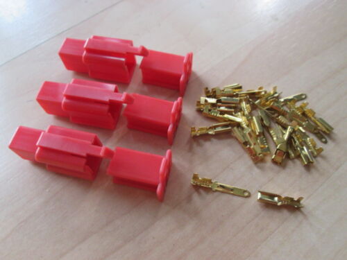 Lot of (3) Latching Connector Set Red 4-pin 2.8mm 7/64" Male/Fem 22-18AWG #E36D - Picture 1 of 6