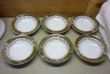 Studio Nova Jungle Beat Set of 6 Flat Rim Pasta Soup Bowls 8-1/4"