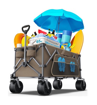 Collapsible Wagon, 440 lbs Foldable Utility Wagon Cart with Big Wheels, Heavy...
