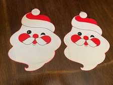 2 Vintage Santa Claus Paper Cutout Christmas Window Wall Decorations - 13.25