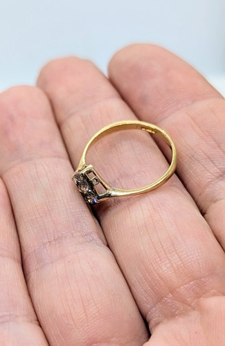 Art Deco Style Diamond Ring. 14ct Yellow Gold UK Size L Stamped 585, Hallmarked - Picture 14 of 23