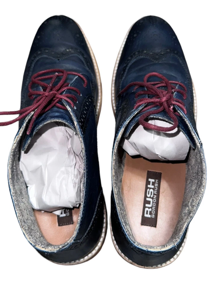 BOTAS DE TORNOZELO RUSH GORDON RUSH PONTA ASA MASCULINA COURO AZUL UPPE TAMANHO 10 - Imagem 4 de 4