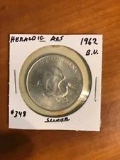 1962 Silver, Heraldic Art Medal, Louisiana Statehood, .925 Silver, s/n-1966