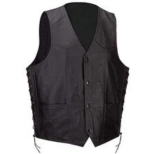 Men's Motorcycle Biker Concealed Carry gun pocket  Leather Vest