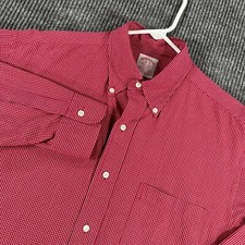 Brooks Brothers Shirt Mens 16 Red Check Long Sleeve Button Down Cotton Casual