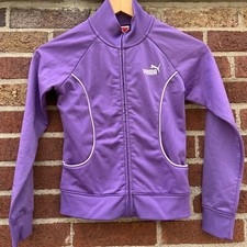 Puma Girls Full Zip Track Jacket Activewear Purple Size Medium