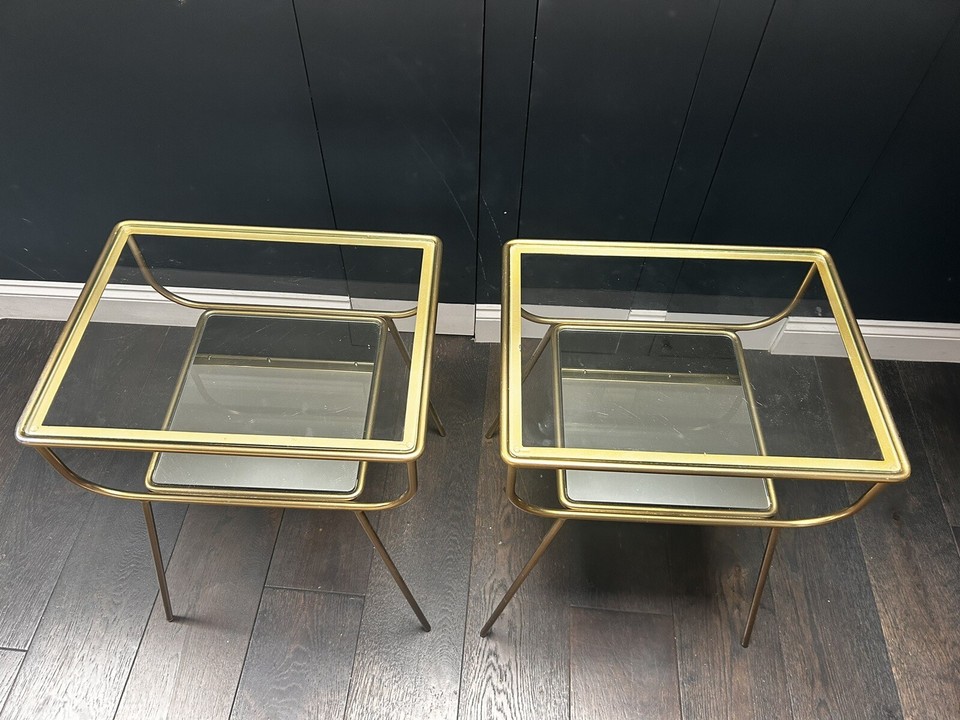 Nine elm Pair Of Glass And Brass Bedside Tables eBay