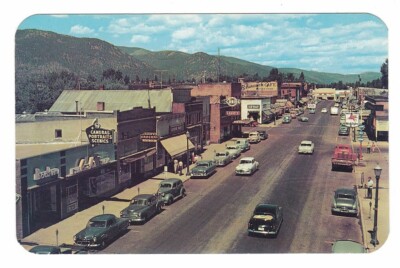 First Avenue, Sandpoint, Idaho - Chrome Unposted Postcard - Classic Cars
