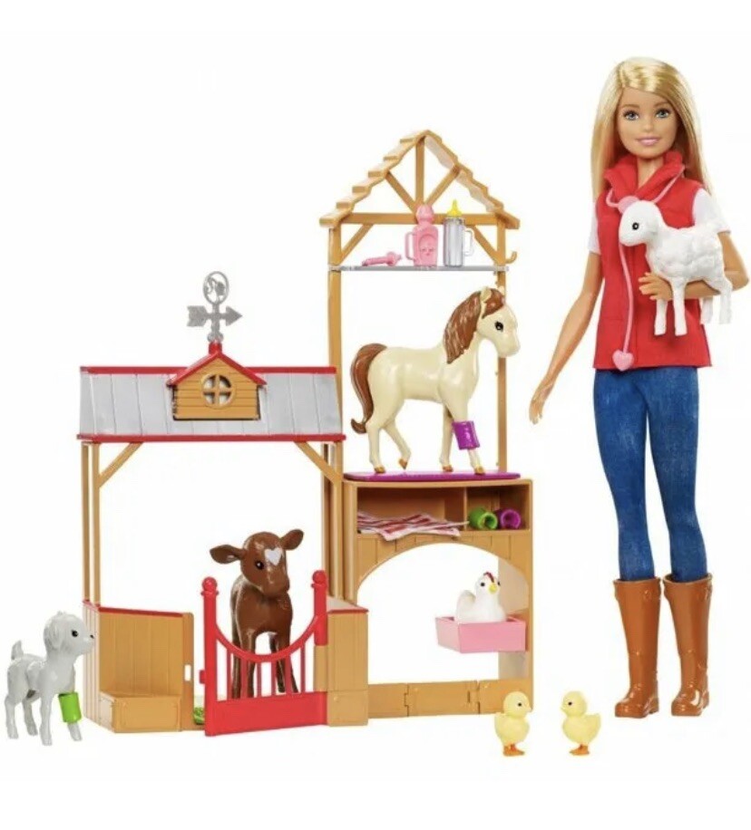 Barbie Sweet Orchard Farm Blonde Vet and Playset with Animals