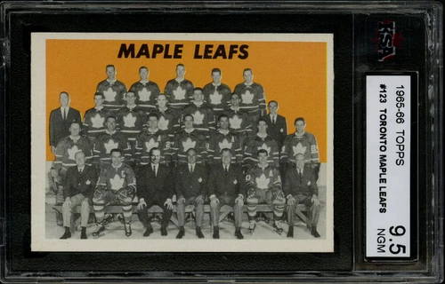 1965-66 TOPPS~#123~TORONTO MAPLE LEAFS TEAM~TERRY SAWCHUK~KSA 9.5 NEAR GEM MINT