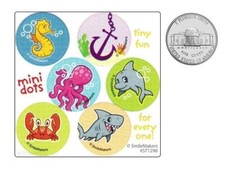 60 Sea Life Dot Stickers Ocean Creatures Beach Kid Bday Party Goody Bag Favor