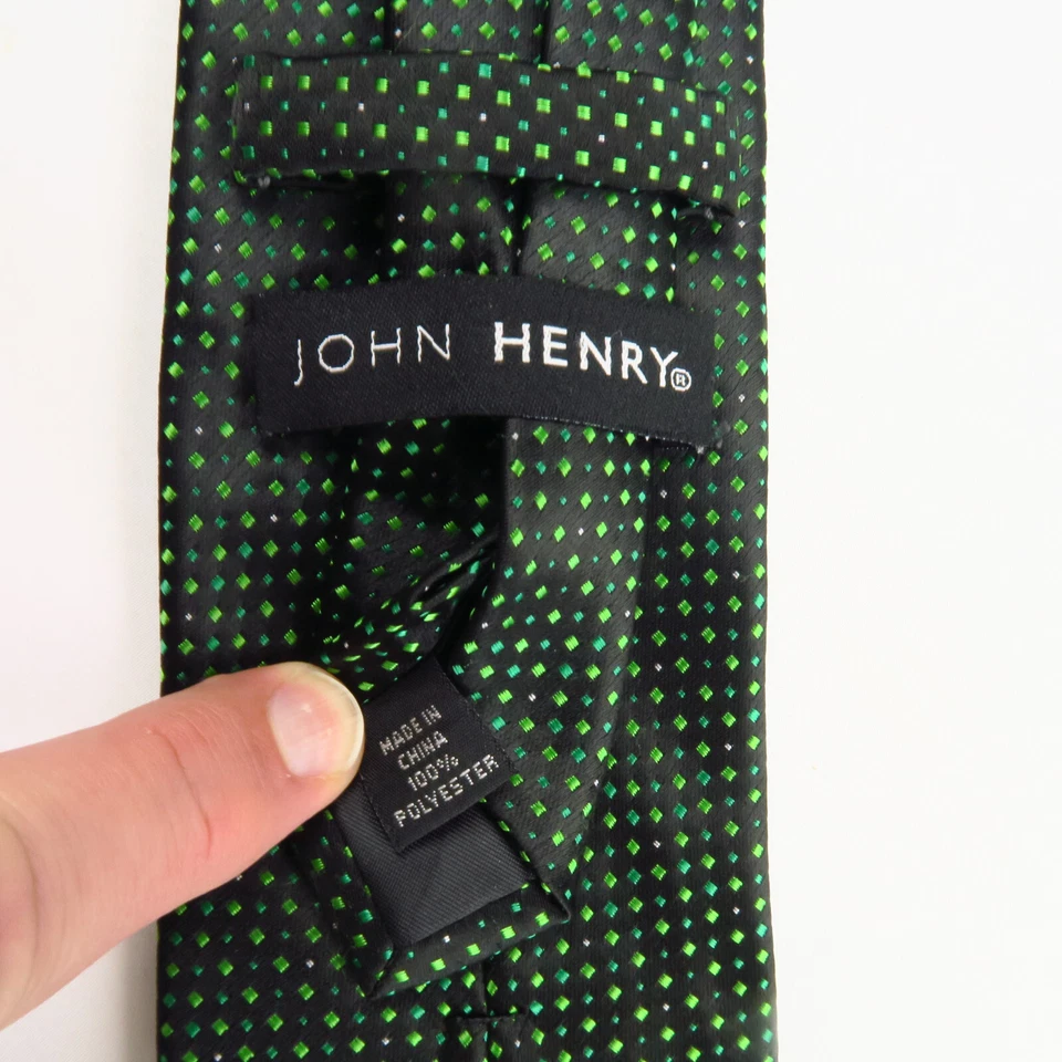 Галстук мужской John Henry зеленый черный микро чек 59x3 узкий нарядный цветной - Изображение 3 из 4