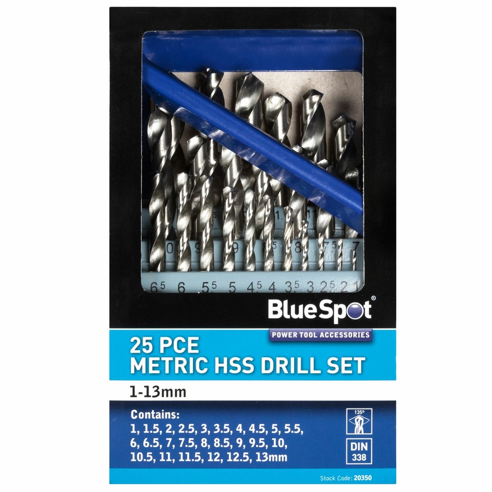Metal HSS Metric 25pc Drill Bits Set 1mm to 13mm for Steel Metal Wood ...