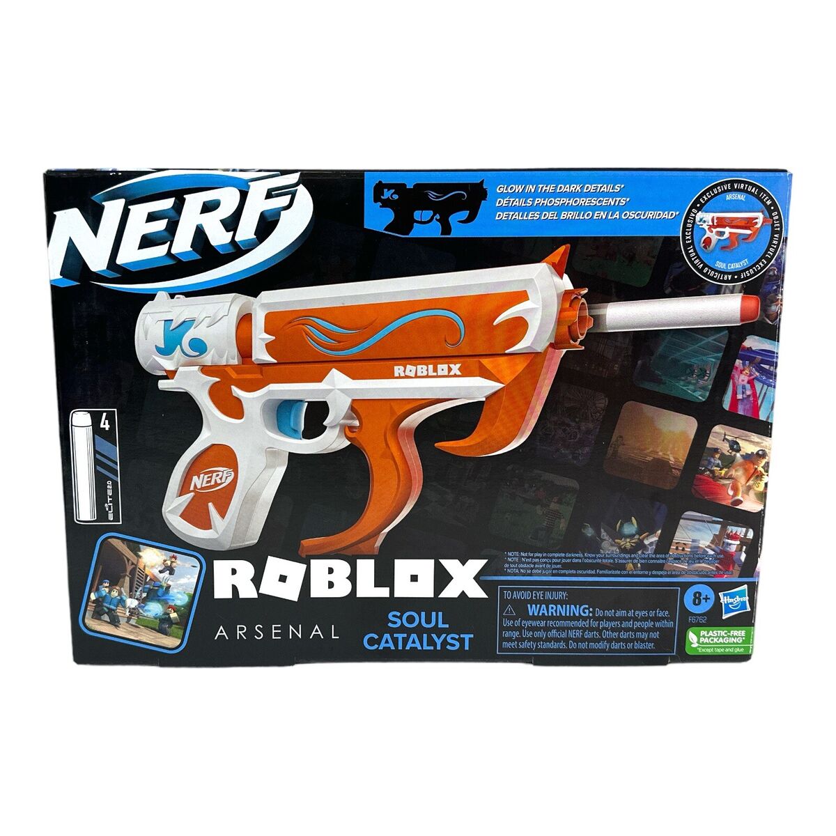 Nerf Roblox Arsenal: Soul Catalyst Blaster, Includes Code to Redeem  Exclusive Virtual Item, 4 Elite Nerf Darts