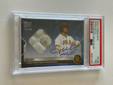 2022 Topps Now 679 JUAN SOTO Signed ON CARD AUTO Game Used Base Relic #/49 PSA 7