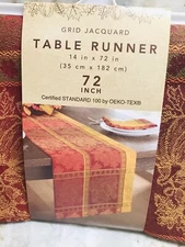 Pumpkin Grid Jacquard 72 inch Autumn Fall Table Runner-Bed Bath & Beyond-Thanks