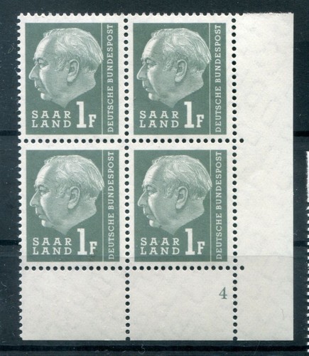 Saar 409 PlNr 4 With Plate Number ** MNH MINT NEVER HINGED (79315