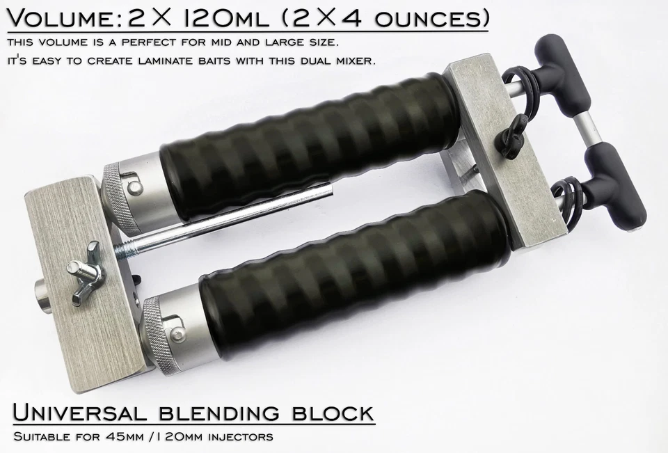 2x120 ml Dual Mixing Aluminium Injector Soft Bait Mold Fishing Plastisol Lure - Bild 3 von 4