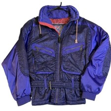 Vintage Kaelin Ski 80s Coat Jacket Purple Womens Sz 10 Belted Hong Kong Retro