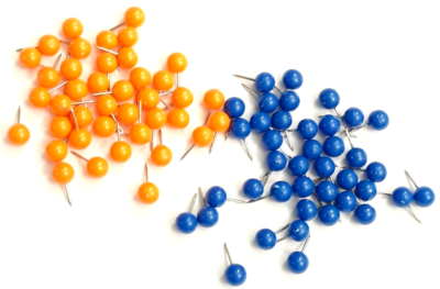 #ad NEW 80 ROUND PUSH PINS 40 BLUE amp; 40 ORANGE 3 8quot; DIAMETER MAP PINS $8.99