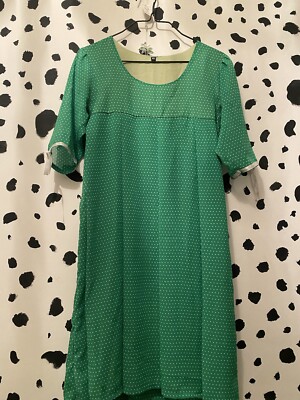 Green Polka dot vintage dress UK
