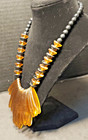 1980's Retro Necklace Acrylic Amber & Black Art Moderne Art Deco — photo 4