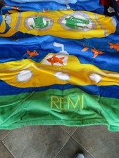 Pottery Barn Kids beach towel submarine alligator fish mono Remi New wo tag