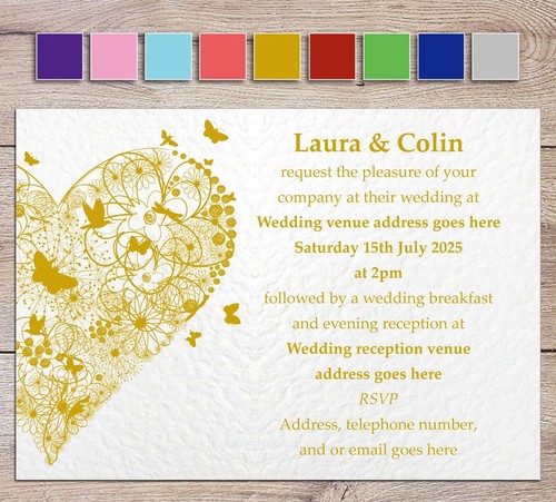 75 Personalised Wedding Invitations / Evening Invites inc Envelopes - Handmade - Picture 6 of 10