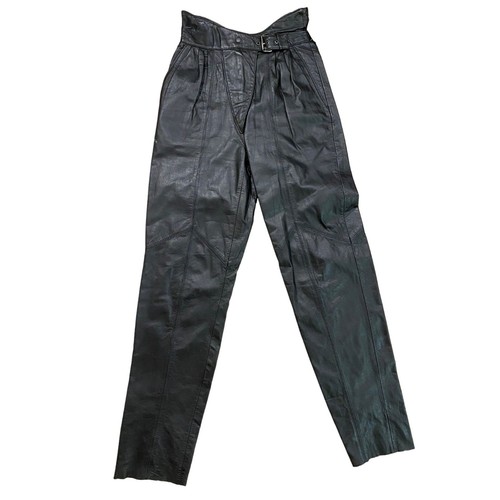 Vintage Leather Pants 1980s High Waist Leather Pa… - image 1