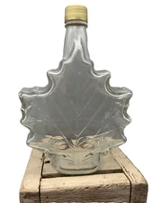 Maple Leaf Glass Shaped Bottle with Lid w/US Patent No.
