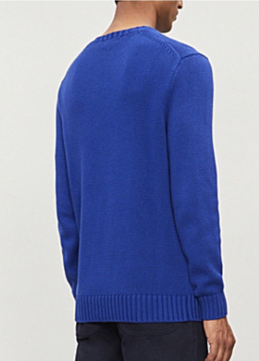 Polo Ralph Lauren Men's Felt Logo Crewneck Sweater Royal Blue