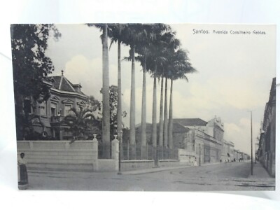 Avenida Consilheiro Nebias Santos Brasilien neu unbenutzt antike Postkarte um 1908 