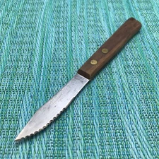Vtg Frontier Forge Paring Peeling Knife 3” Stainless Serrated Blade Handle Japan