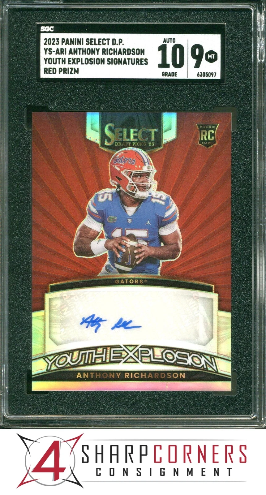 Anthony Richardson Panini Select Draft Picks Youth Explosion Signatures #YSARI Red Lazer