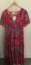 Sugarlips 3X Floral Maxi Dress Pink Red Blue Green V-Neck Ruffle Flutter Sleeve