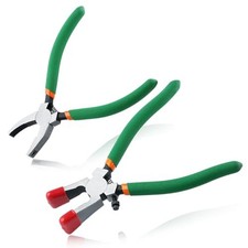2-in-1 Glass Cutting Tool Kit - Running Pliers Grozer Pliers with Rubber Ti...