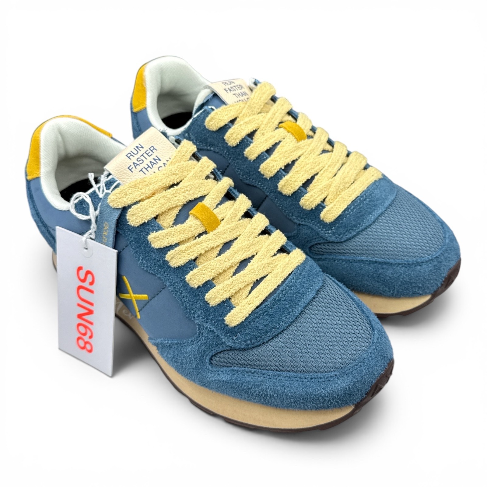 Sneaker Sun68 Tom Vintage 80 in nylon e suede blu foto 4