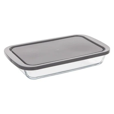 Plat à Four Rectangulaire en Verre "Couvercle" 29cm Transparent - Photo 1/3