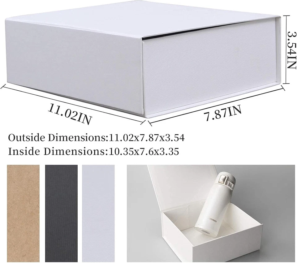 Paquete de 5 cajas de regalo, cajas de regalo de 11x7,8x3,5 pulgadas con tapas, caja de regalo blanca para... Foto 3 de 4