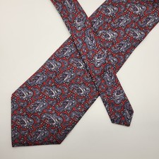 Bert Pulitzer Paisley All Silk Necktie Foulard Burgundy Made In USA 56.5"