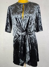 Zara Woman Crushed Velvet Grey Tie Waist Mini Dress Size S Party Evening Xmas