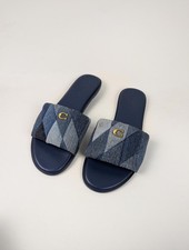 Coach Holly Sandal With Quilting in Denim Blue Size UK 6 slip on holiday summer