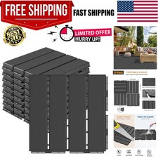 Plastic Interlocking Deck Tiles, 9 Pack , 12"x12" Waterproof Outdoor Flooring...