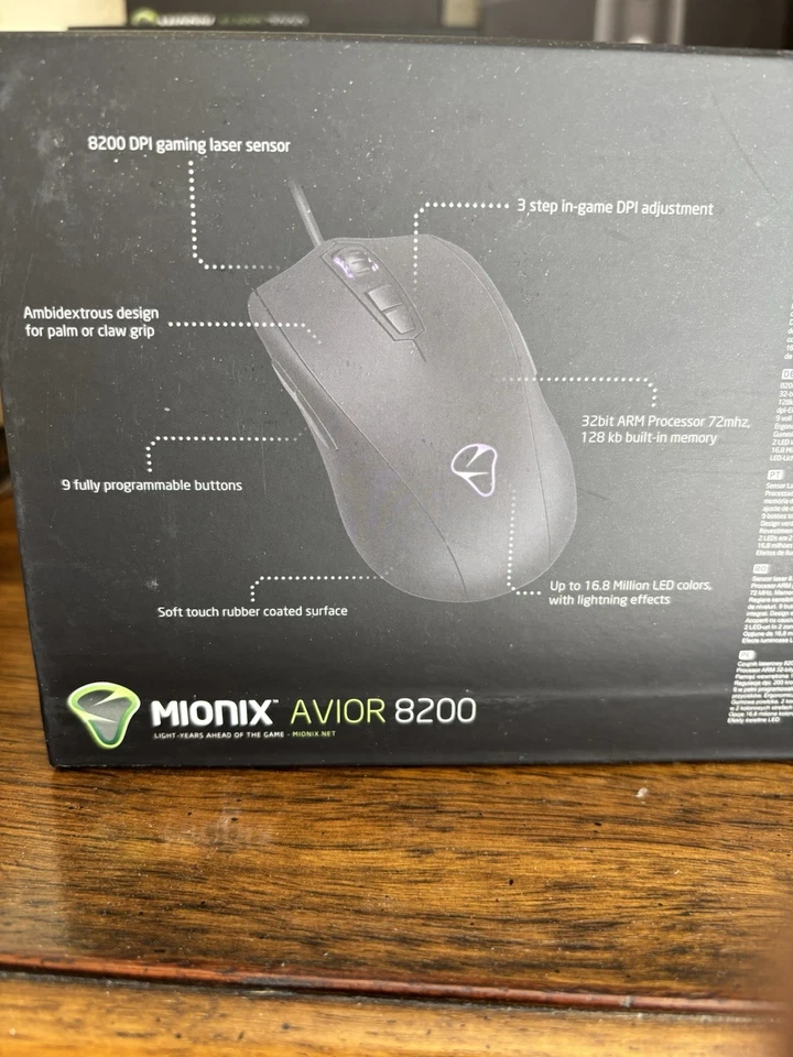 Mionix Avior 8200 Wired Optical Mouse 2.4 New In Box Free Shipping - Image 2 of 2
