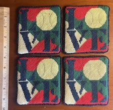 Set Of 4 Vintage Needlepoint LOVE/ Tennis Coa...